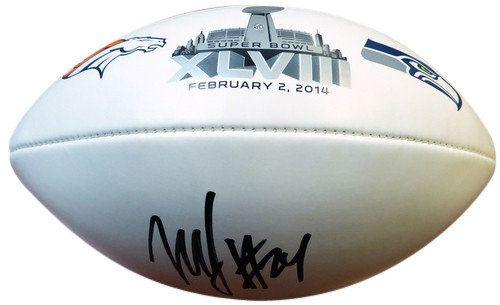 XLVIII Logo - Signed Marshawn Lynch Autographed Super Bowl XLVIII Logo Football ...