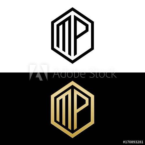 MP Logo - initial letters logo mp black and gold monogram hexagon shape vector ...