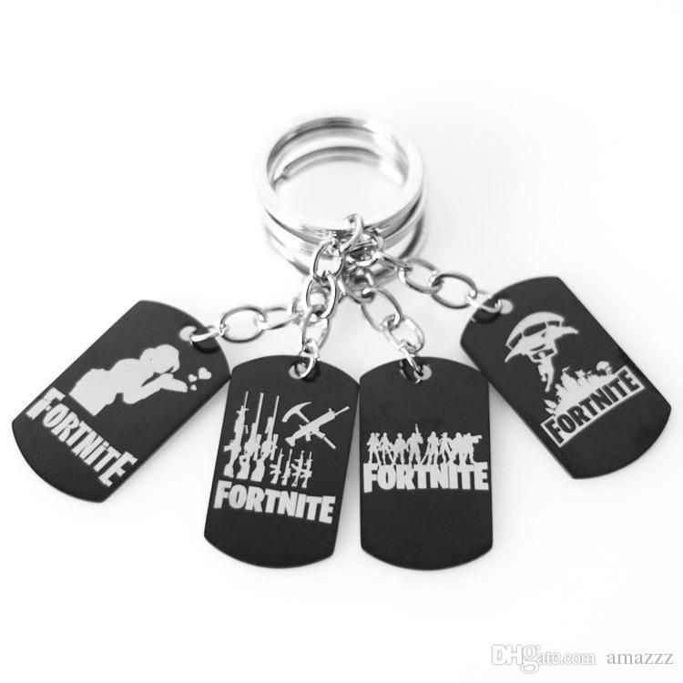 White PS4 Logo - Fortnite Keychain Stainless Steel Hot PS4 Game Fans Souvenir Back ...