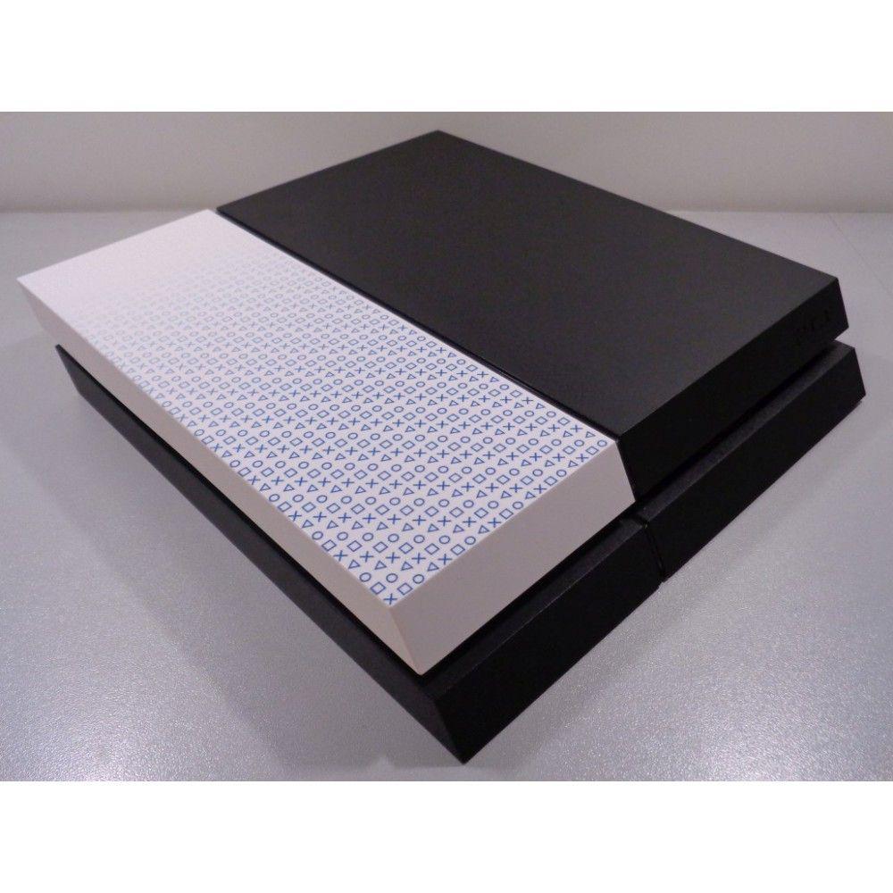 White PS4 Logo - PS4 Phat HDD cover PS logo White/Blue - XQ Gaming