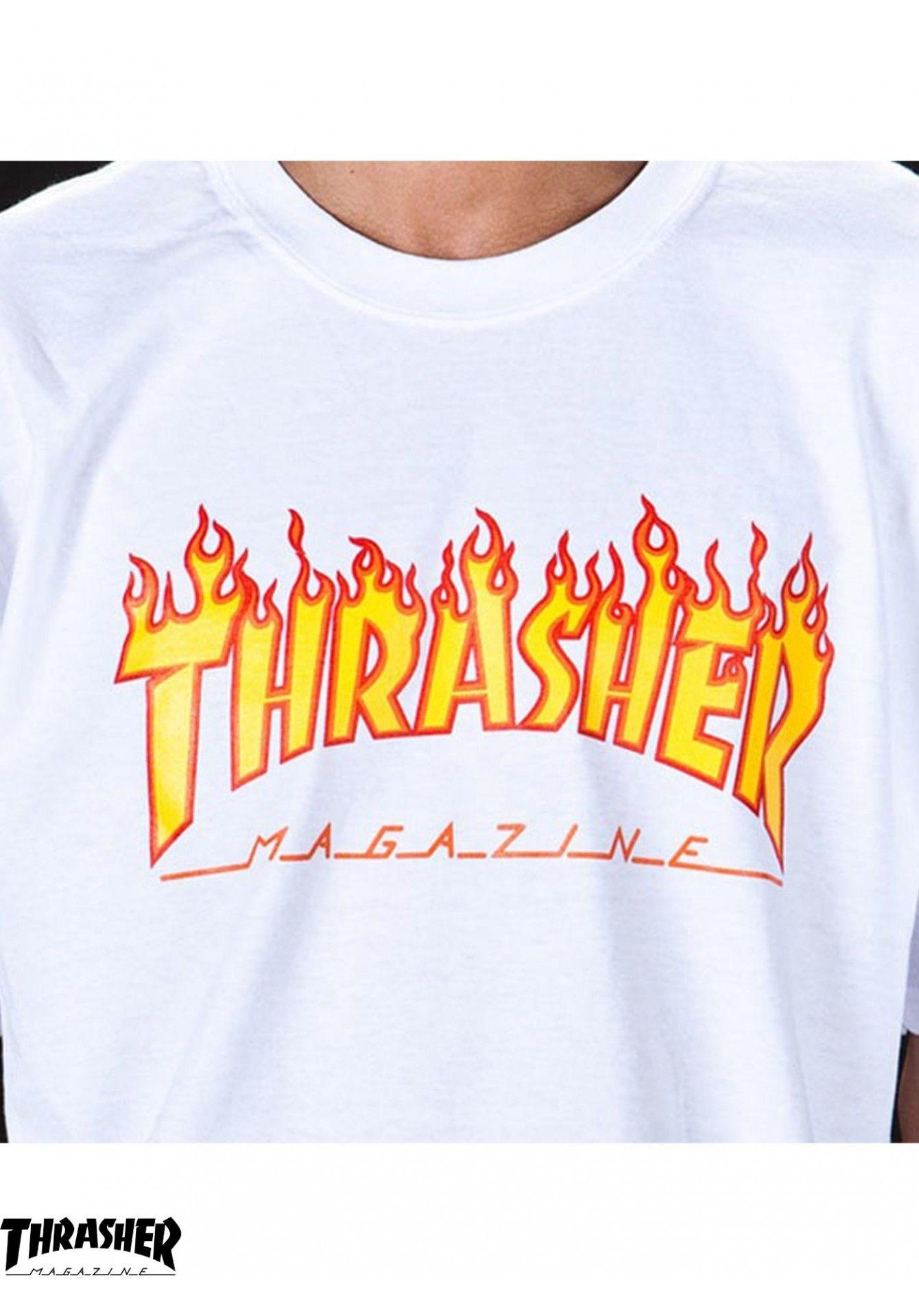 Thrasher Fire Logo - Thrasher Flame Logo White T Shirt