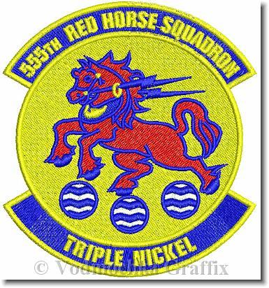 555th Red Horse Logo - Vodmochka Embroidery Digitizing Picture