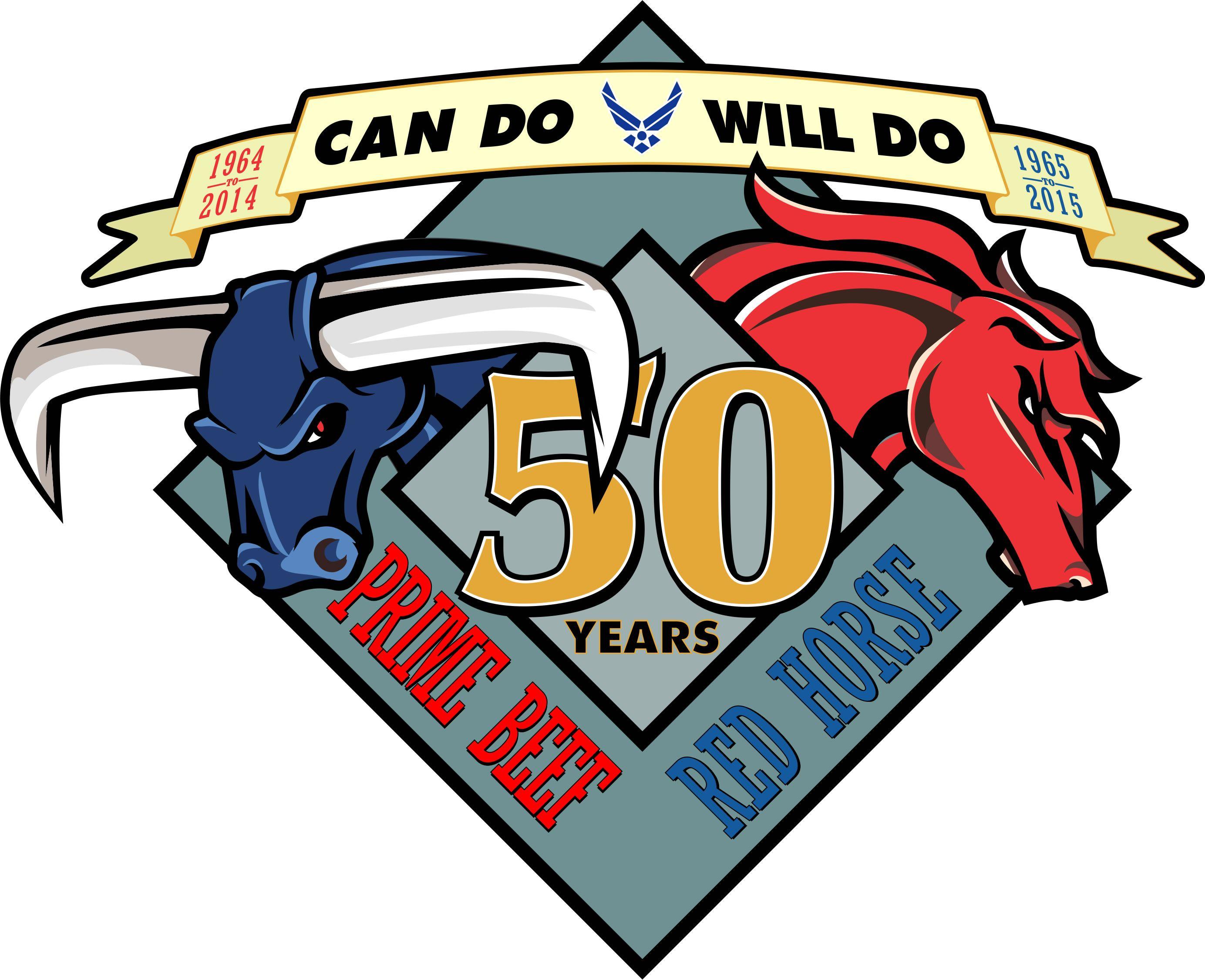 555th Red Horse Logo - 50 Years of Can Do Will Do