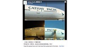 Cathay Pacific Logo - Cathay Pacific spells its name wrong on side of plane | World news ...