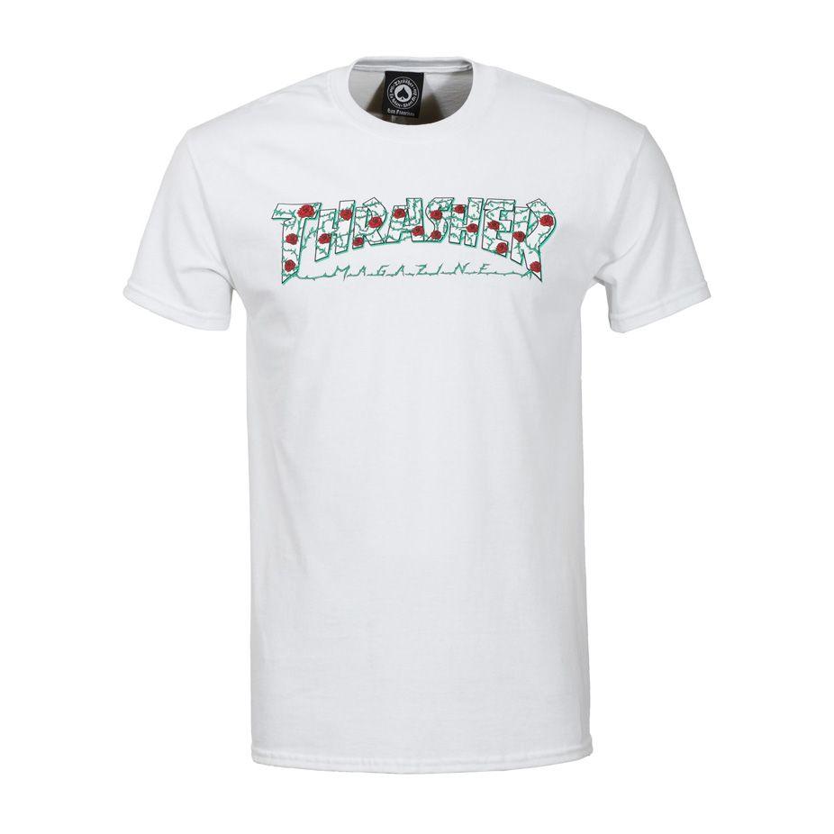 Rose Thrasher Logo - Thrasher Roses T-Shirt - White | BOARDWORLD Store