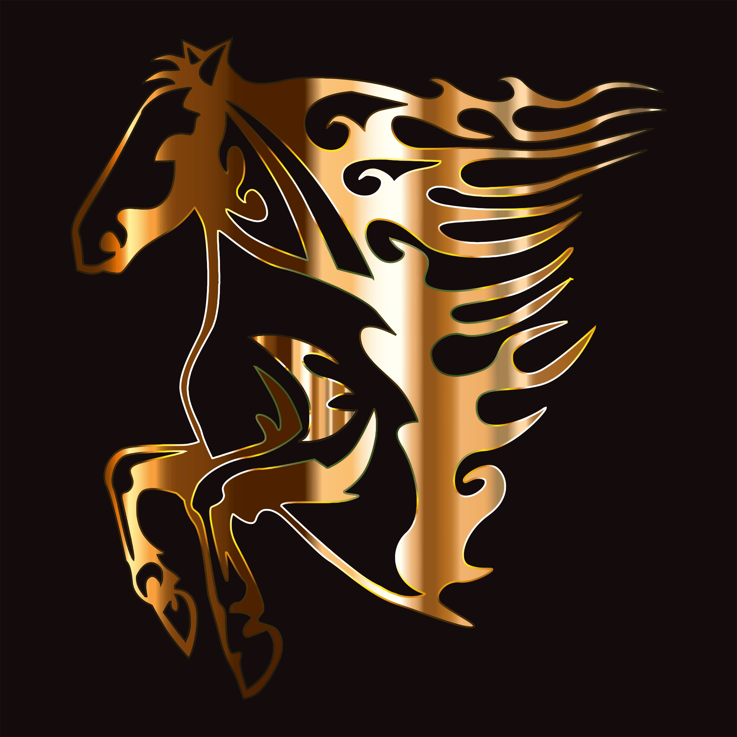 Gold Flame Logo - Clipart Flame Horse