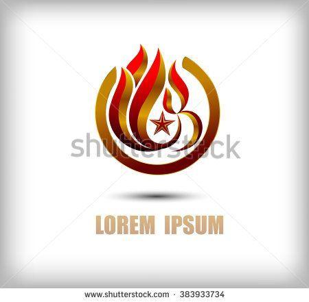 Gold Flame Logo - Flame logo concept illustration. Red and gold fire sign
