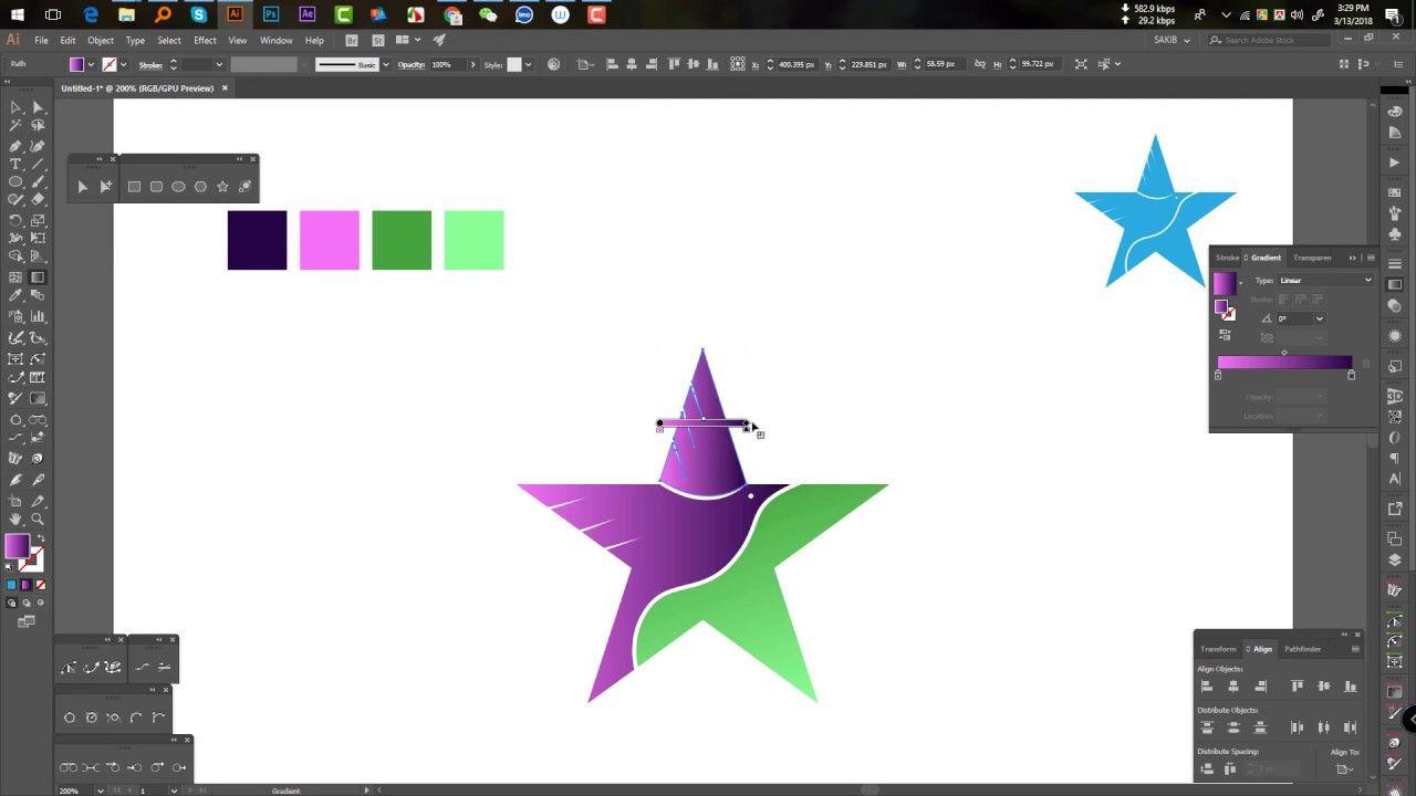 Star Bird Logo - Star Bird Logo ▻ star shape logo design in illustrator cc - YouTube