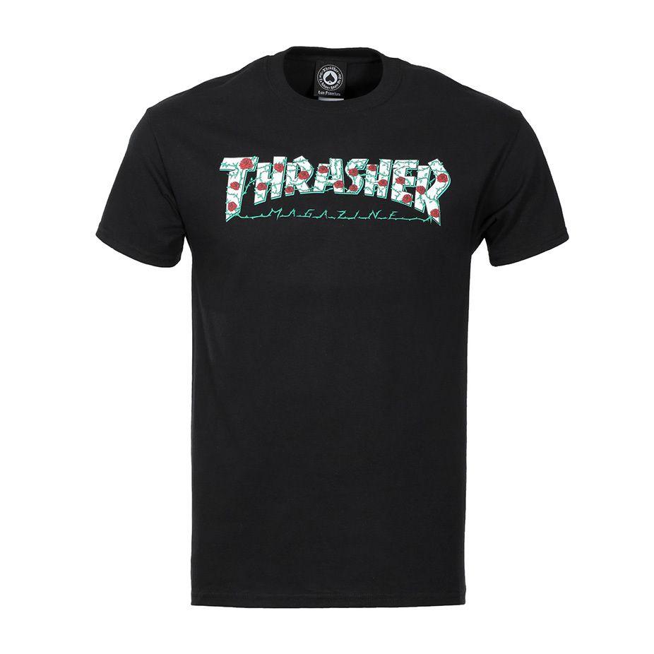 Rose Thrasher Logo - Thrasher Roses T-Shirt - Black | BOARDWORLD Store