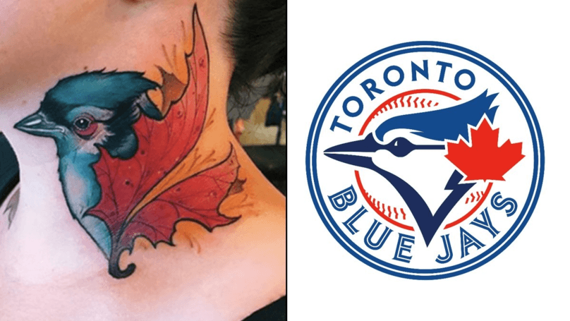 Toronto Blue Jays Maple Leaf Logo - The Girl With The Accidental Blue Jays Neck Tattoo - LADbible