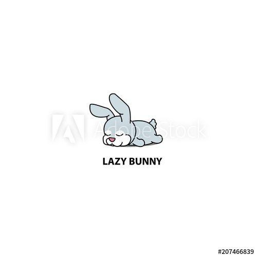 Cute Rabbit Logo - Lazy bunny, cute rabbit sleeping icon, logo design, vector