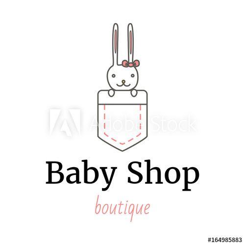 Cute Rabbit Logo - Vector logo template for baby shop, store or market. Cute rabbit ...
