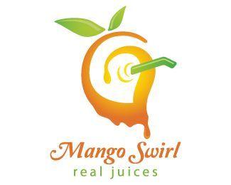 Orange Swirl Logo - Mango Swirl Logo design logo design is of a mango with straw