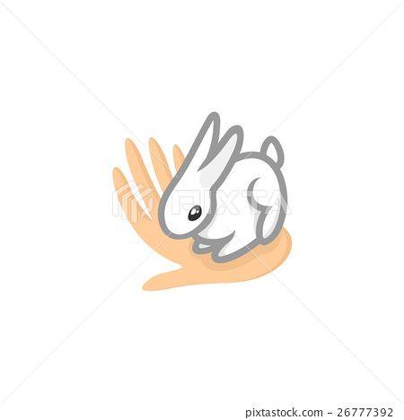 Cute Rabbit Logo - Contact zoo logo. Animal care symbol. Cute rabbit