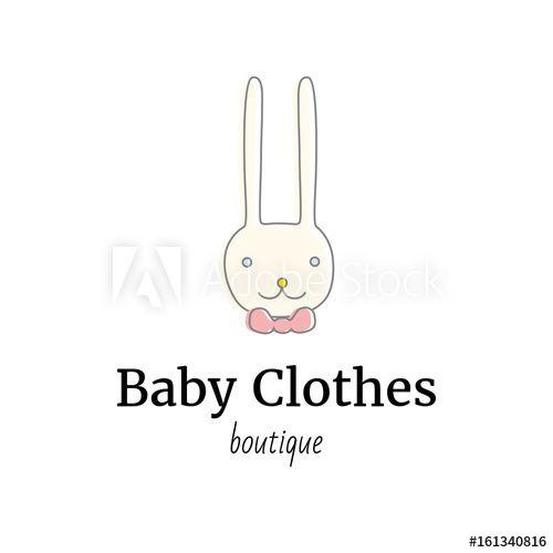 Cute Rabbit Logo - Baby clothes vector logo template. Illustration of a cute rabbit