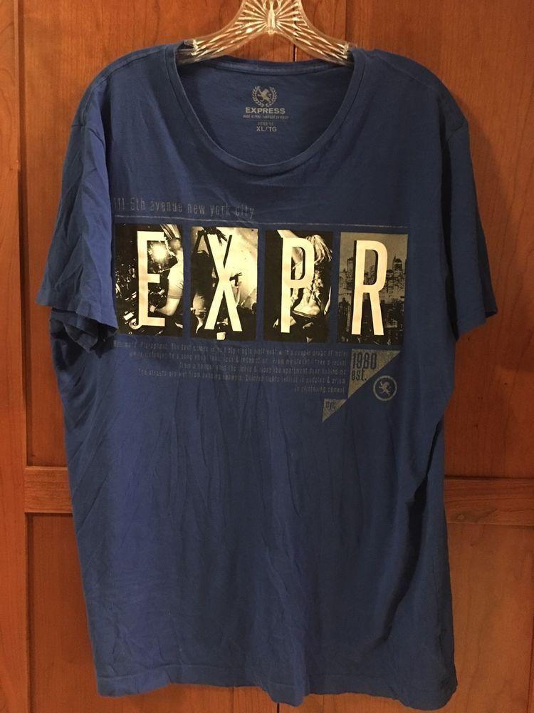 Men's Express Clothing Logo - Express Brand Men's Graphic Logo T Shirt Blue