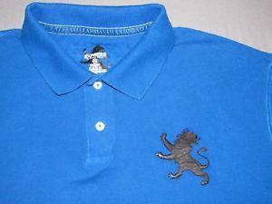 Men's Express Clothing Logo - Men's Express Short Sleeved Blue Pique Cotton Big Lion Logo Polo