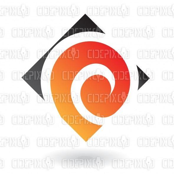 Orange Swirl Logo - abstract black and orange spiral, swirl square logo icon