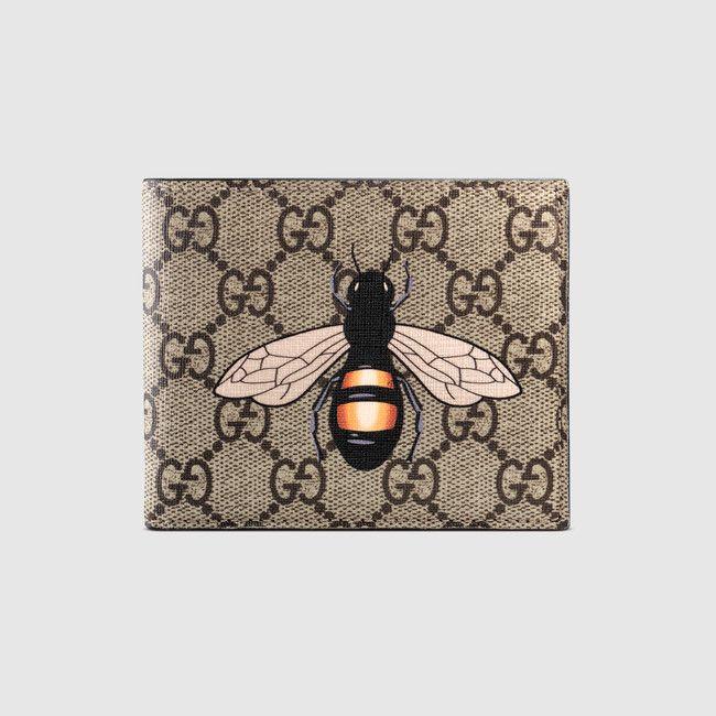 Gucci Bee Logo - Bee print GG Supreme wallet in Beige/ebony GG Supreme with bee print ...