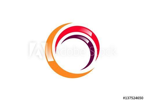 Orange Swirl Logo - sphere elements swirl logo, abstract global red spiral symbol, twist