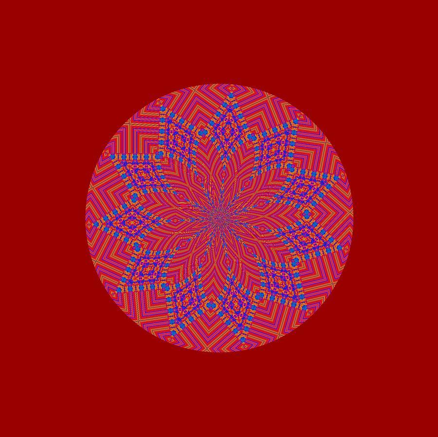 Red-Orange Blue Swirl Sphere Logo - Kaleidoscopic Art Swirls Sphere In Blue And Red Digital Art