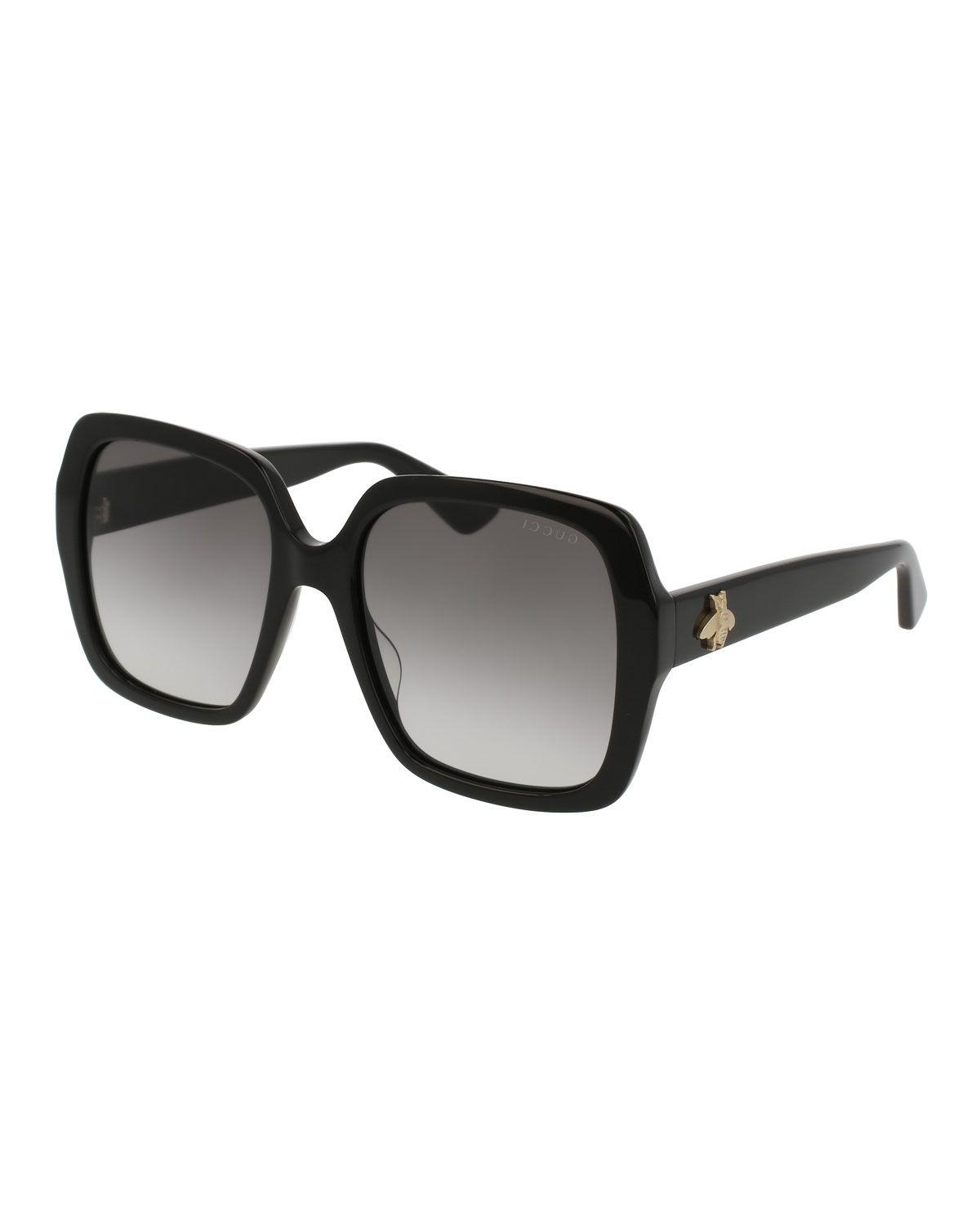 Gucci Bee Logo - Gucci Square Bee & Logo Acetate Sunglasses | Neiman Marcus
