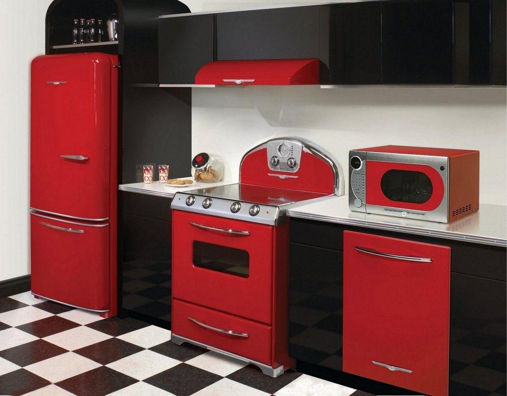 Red and Black Appliance Logo - Kitchen: Pictures Of Red Black Modern Retro Kitchen Appliance: Retro ...