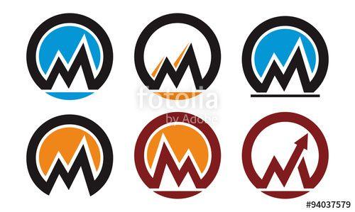 M Circle Logo - Circle M Mountain Chart Icon Set