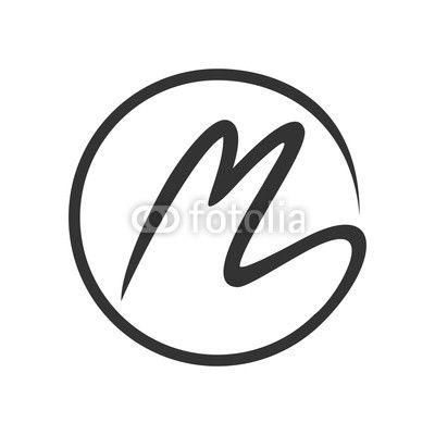 M Circle Logo - Initial M Stroke Circle. Buy Photo