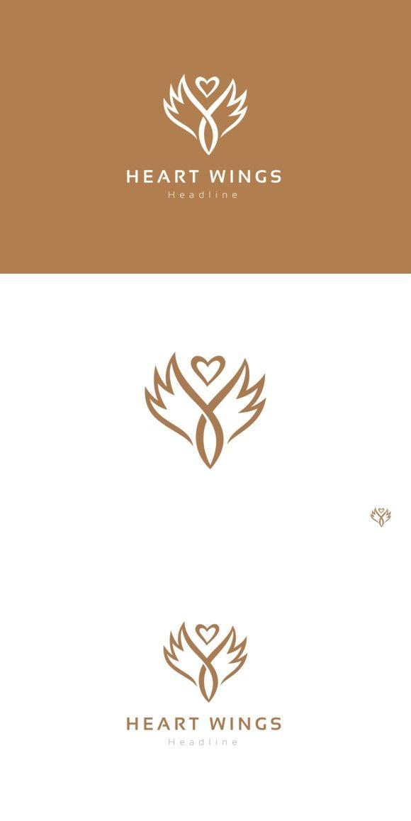 Heart Bird Logo - Heart wings logo template. Logo Templates. Wings logo