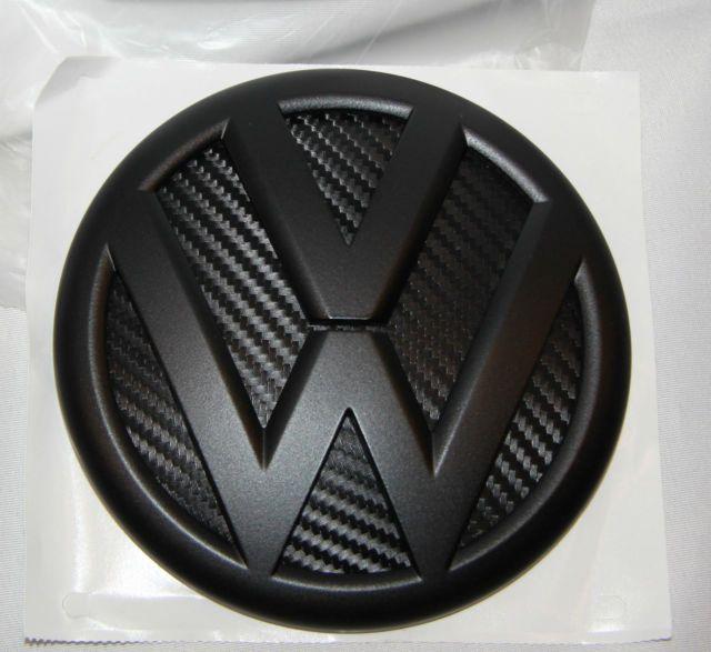 Small VW Logo - VW Small Bus Bus T5 Logo Logo Emblem Black Black Matte 3D Carbon