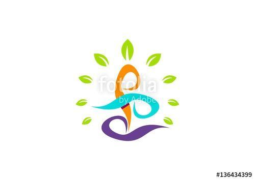 Zen Health Logo - wellness zen yoga human logo, meditation yoga pose symbol icon