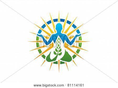 Zen Yoga Logo - meditation yoga logo wellness symbol fitness health zen icon | Stock ...