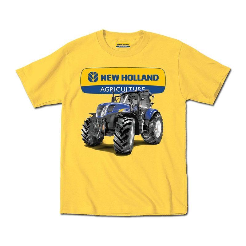 New Holland Tractor Logo - New Holland Logo with Tractor T-Shirt | USFarmer.com