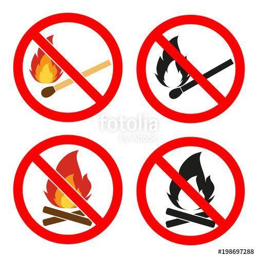 Red Open Circle Logo - Prohibition open flame symbol. Red icon on white background. No Fire