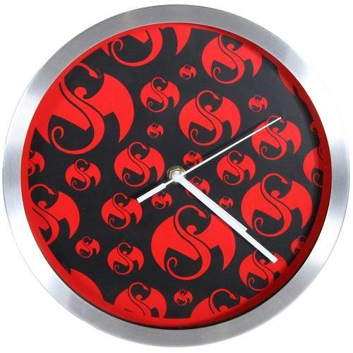 Black Red Bat in Circle Logo - Strange Music - Black w/Red Snake and Bat Clock Strange Music, Inc Store