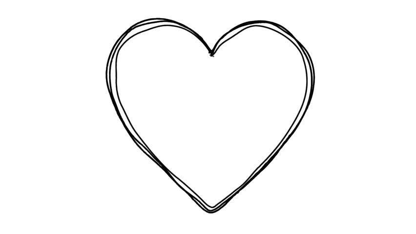 Black and White Heart Logo - Black Heart Shape Line Art Stock Footage Video 100% Royalty Free