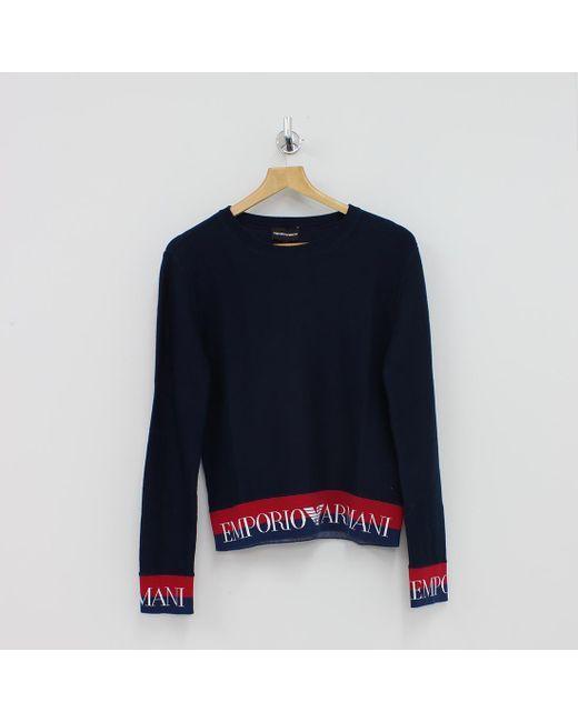 Sand Clothing Logo - Armani Emporio Logo Sand Crew Neck Navy in Blue - Lyst