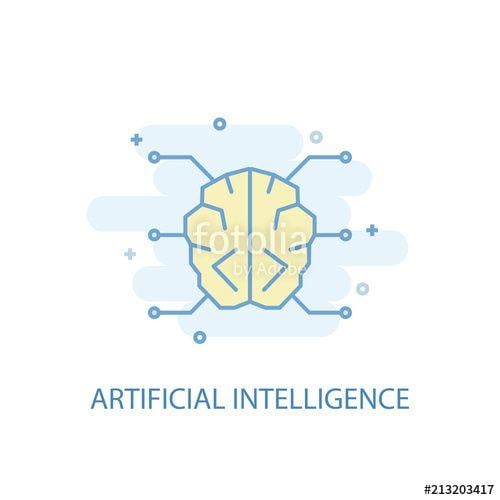 Trendy Simple Line Logo - Artificial Intelligence concept trendy icon. Simple line, colored ...