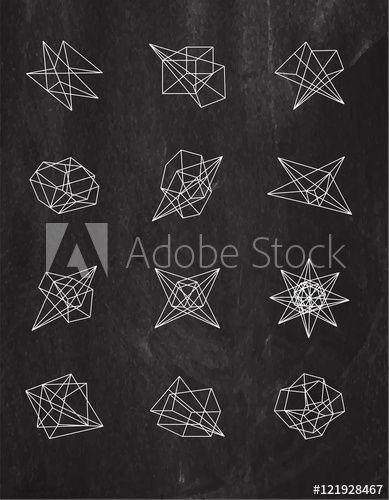 Trendy Simple Line Logo - Set of geometric shapes. Vector isolated. Trendy hipster logo, gems ...