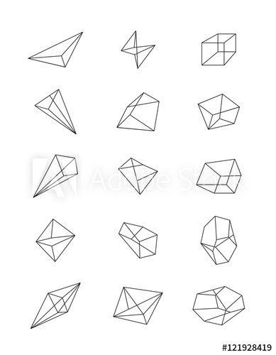 Trendy Simple Line Logo - Set of geometric shapes in perspective. Line design, vector isolated ...