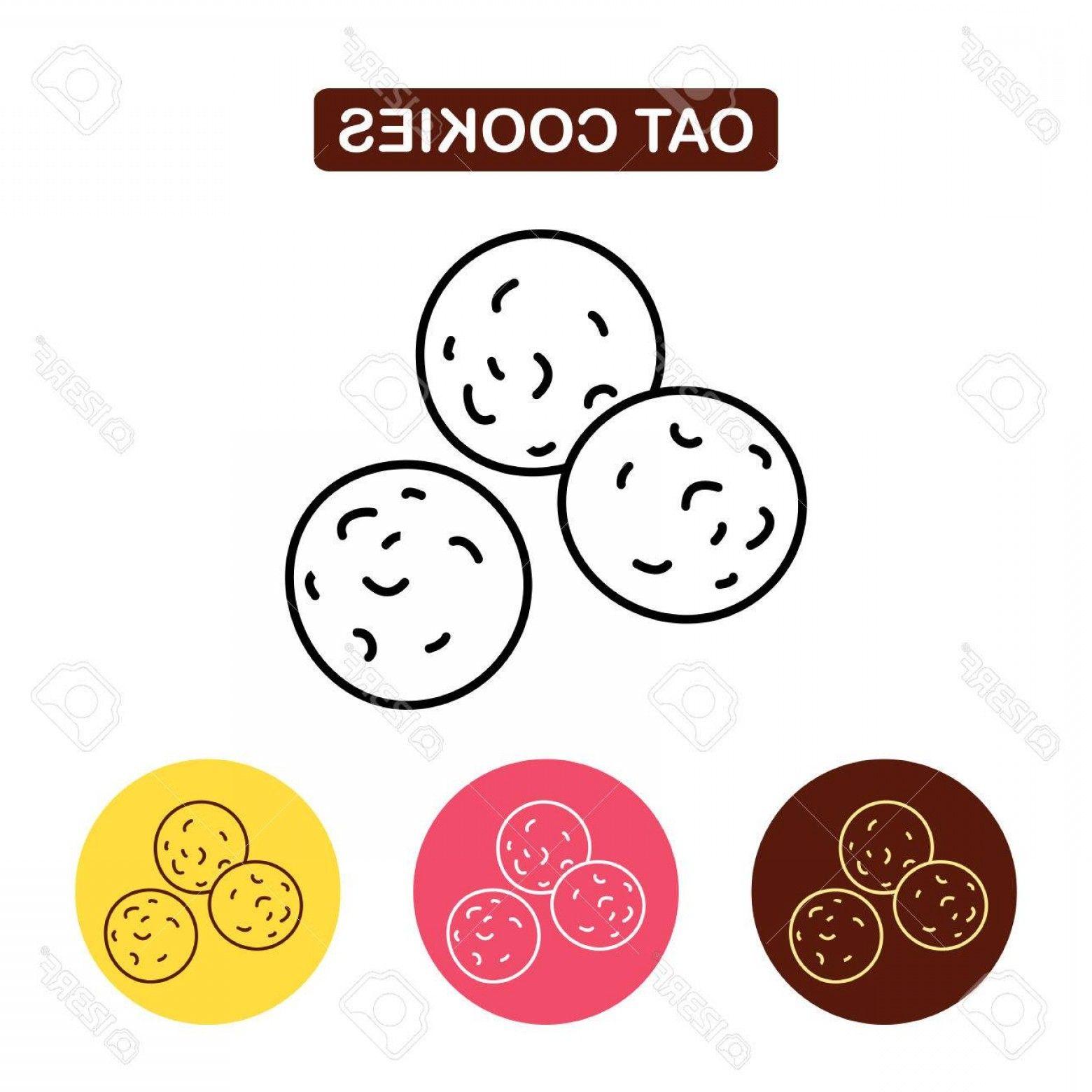 Trendy Simple Line Logo - Photostock Vector Oat Cookie Icon Biscuit Symbol Products Image