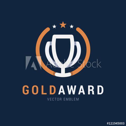 Trendy Simple Line Logo - Gold Award emblem with trendy overlapping effect with shadows. The ...