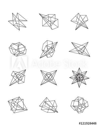 Trendy Simple Line Logo - Set of geometric shapes. Vector isolated. Trendy logo or icons ...