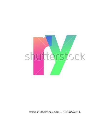 Trendy Simple Line Logo - Initial Letter RY Lowercase Logo green, pink and Blue, Modern