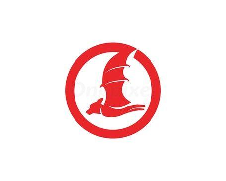 Black Bat with Red Circle Logo - Bat black logo template white background icons app