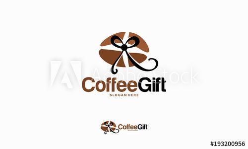 Coffee Bean Logo - Coffee Gift logo designs concept vector, Gift and Coffee bean logo ...