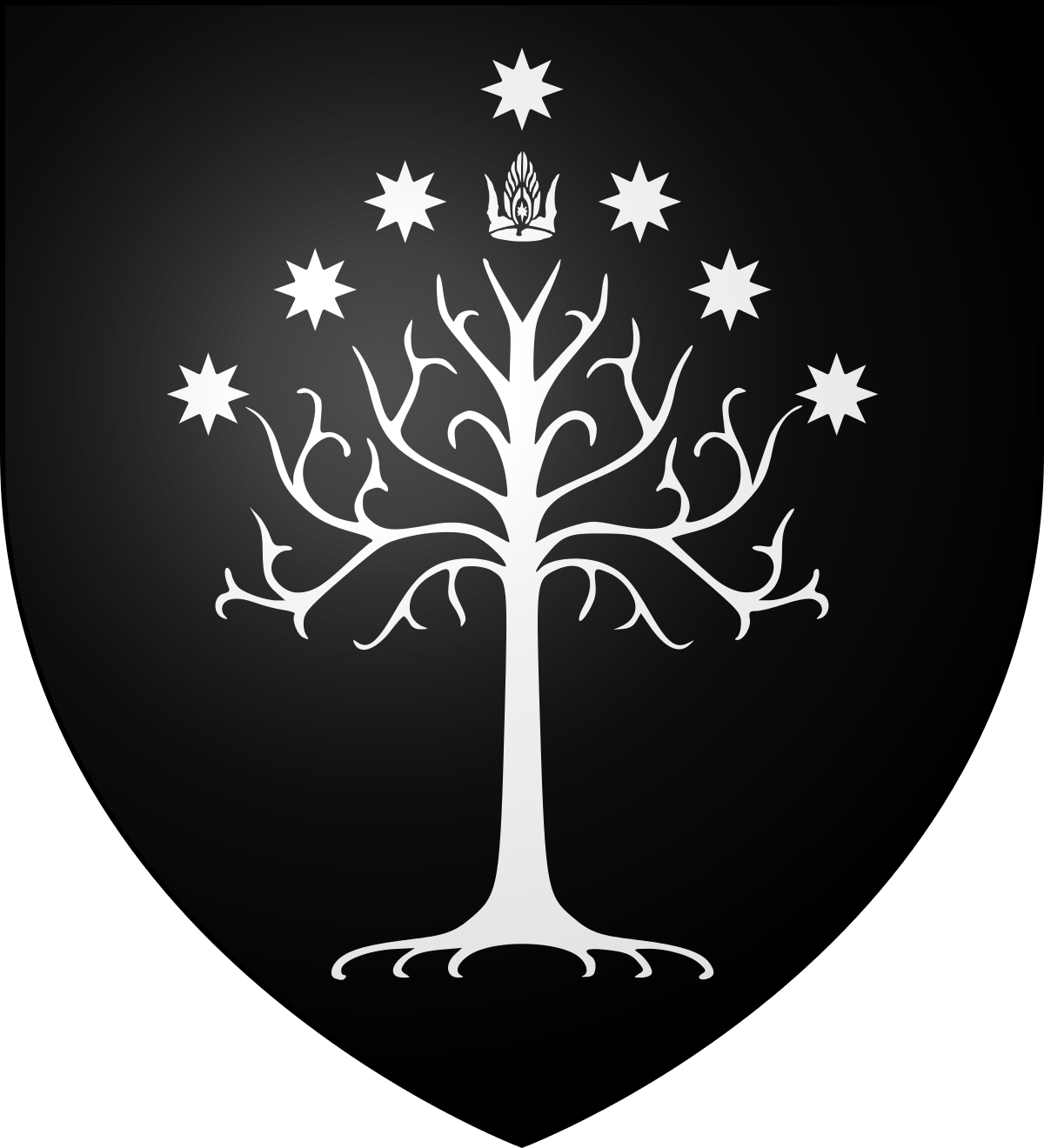 Black and White Tree in Circle Logo - White Tree of Gondor