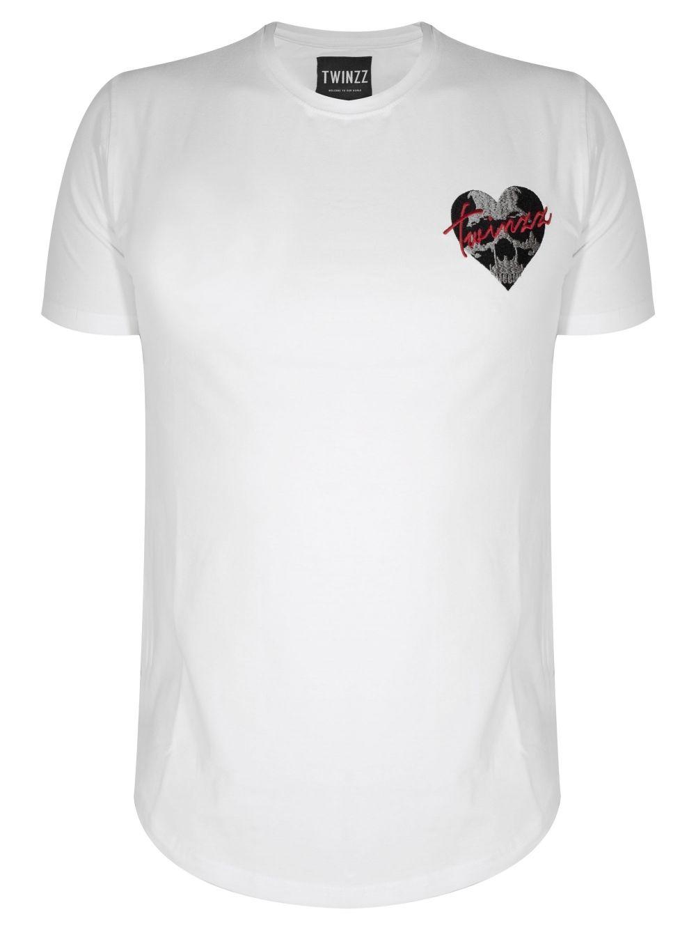 Black and White Heart Logo - Twinzz White Heart Logo T-Shirt - Designerwear