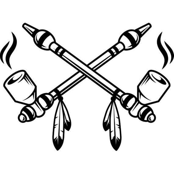 Indian Smoking Pipe Logo - Indian Peace Pipe 2 Native American Feather Smoker Smoking | Etsy